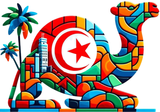 logo tunisi.info con cammelo e bandiera stilizzato tunisi tunisia