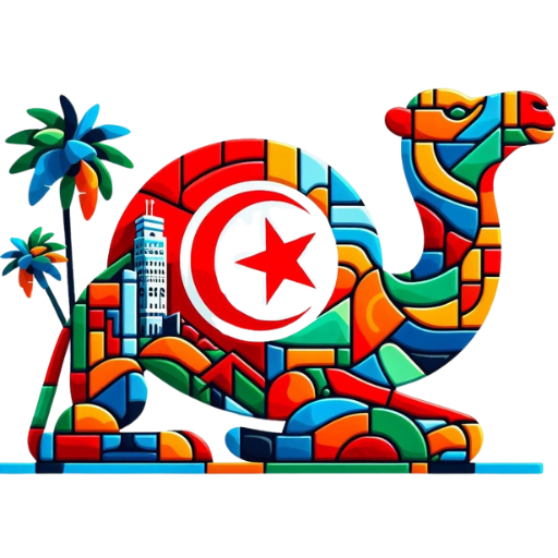 logo tunisi.info con cammelo e bandiera stilizzato tunisi tunisia