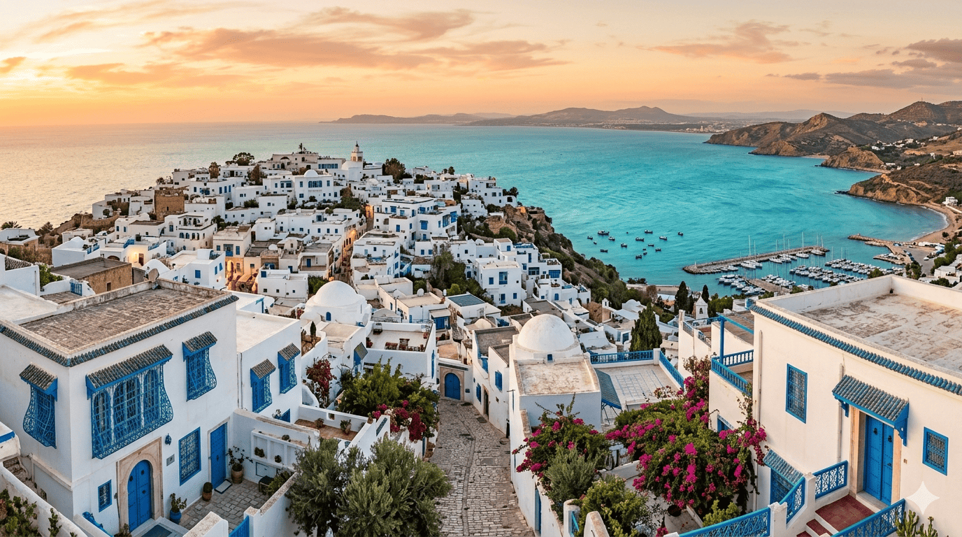 dove dormire Sidi Bou Said Tunisi case bianche blu Mediterraneo