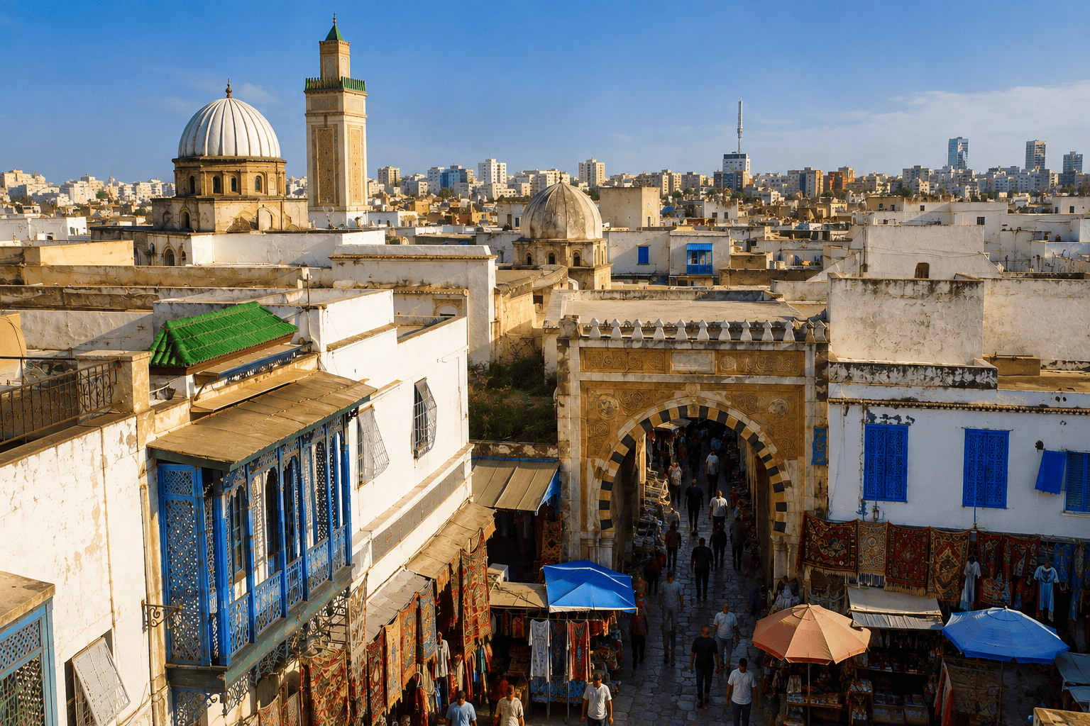 Medina di Tunisi patrimonio UNESCO — vicoli e souk storici del centro antico